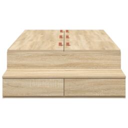 Berkfield Home Storage Bed Frame Sonoma oak Engineered wood 90 x 190 cm in Beige - thumbnail 8
