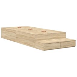 Berkfield Home Storage Bed Frame Sonoma oak Engineered wood 90 x 190 cm in Beige - thumbnail 3