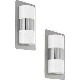 Loops 2 PACK IP44 Outdoor Wall Light Modern Stainless Steel 2x 10W E27 Porch Lamp in Metallics - thumbnail 1