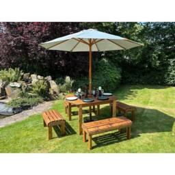 Charles Taylor Six Seater Garden Furniture Rectangular Set - L290xW245xH80 cm in Light Brown - thumbnail 3