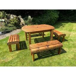 Charles Taylor Six Seater Garden Furniture Rectangular Set - L290xW245xH80 cm in Light Brown - thumbnail 2