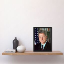 Artery8 US President Bill Clinton Portrait Photo Artwork Framed Wall Art Print A4 in Black - thumbnail 2