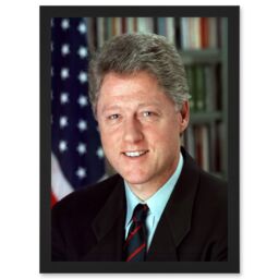 Artery8 US President Bill Clinton Portrait Photo Artwork Framed Wall Art Print A4 in Black - thumbnail 1
