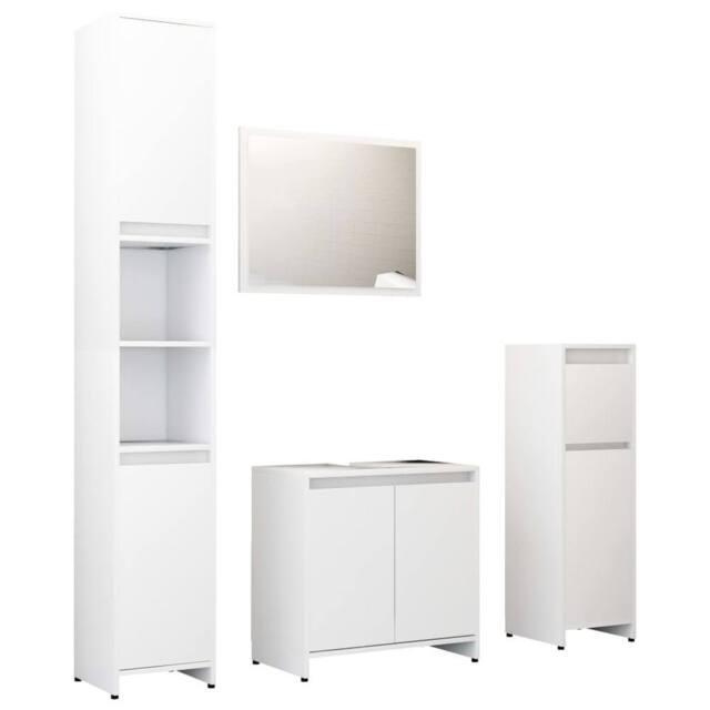 Berkfield Home 4 Piece Bathroom Furniture Set White Engineered Wood - image 1