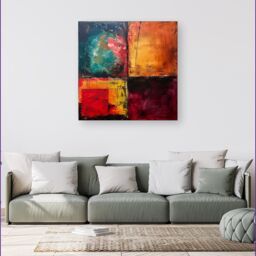 Warren Reed - Designer Quadrant Fusion: Colours In Conflict Canvas - Size: w40 inch x h40 inch - thumbnail 1