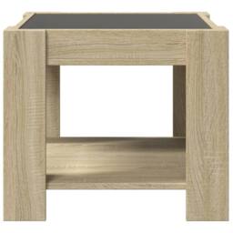 Berkfield Home Coffee Table with LED Sonoma Oak 53x53x45 cm Engineered Wood in Brown - Size: 53 x 53 x 45 cm - thumbnail 6