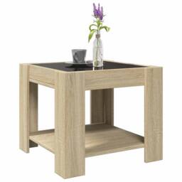 Berkfield Home Coffee Table with LED Sonoma Oak 53x53x45 cm Engineered Wood in Brown - Size: 53 x 53 x 45 cm - thumbnail 5