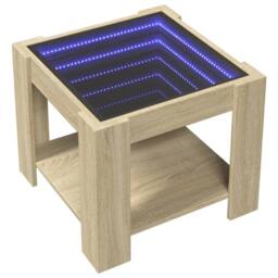 Berkfield Home Coffee Table with LED Sonoma Oak 53x53x45 cm Engineered Wood in Brown - Size: 53 x 53 x 45 cm - thumbnail 3