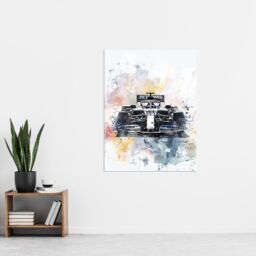 "Artery8 Racing Modern Watercolour Race Car Track Shot Wall Art Print in Black - Size: W24"" x H32""" - thumbnail 4