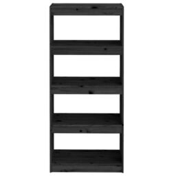 Berkfield Home Book Cabinet/Room Divider Black 60x30x135.5 cm Solid Wood Pine - thumbnail 5