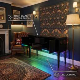 HOME LUXE INTERIOR Aura High Gloss Black Sideboard with LED Light, USB & Bluetooth 120cm - thumbnail 7