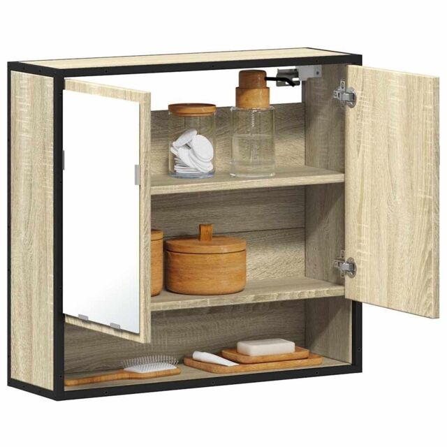Berkfield Home Bathroom Mirror Cabinet Sonoma Oak 65x20x60 cm Engineered Wood in Brown - Size: 65 x 20 x 60 cm - image 1