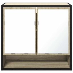 Berkfield Home Bathroom Mirror Cabinet Sonoma Oak 65x20x60 cm Engineered Wood in Brown - Size: 65 x 20 x 60 cm - thumbnail 5
