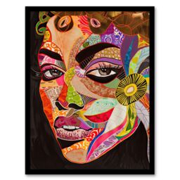 Artery8 Abstract Colourful Woman Portrait Mosaic Artwork Framed Art Print - Size: A4 - thumbnail 1