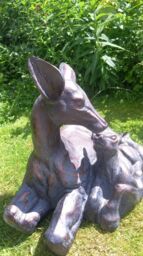 Inspirational Gifting Large Doe & Baby Fawn Laying Deer Garden Ornament Sculpture Hand Crafted in Bronze - thumbnail 7