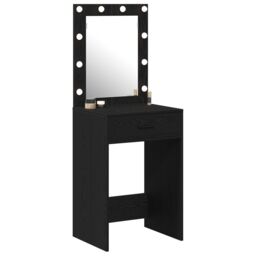 Berkfield Home Dressing Table with LED Lights Black Oak 50x41x135 cm - Size: 50 x 41 x 135 cm - thumbnail 3