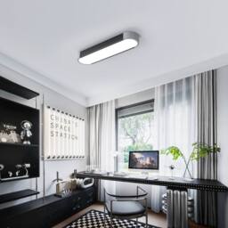 NIVOR 50cm Simple Rectangle Acrylic LED Flush Mount Ceiling Cool Light in Black - thumbnail 5