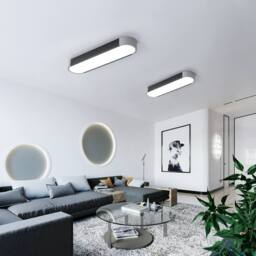 NIVOR 50cm Simple Rectangle Acrylic LED Flush Mount Ceiling Cool Light in Black - thumbnail 3