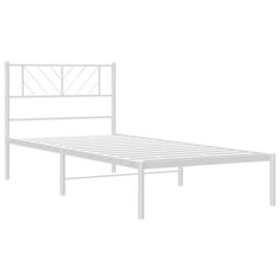 Berkfield Home Metal Bed Frame with Headboard White 75x190 cm Small Single - thumbnail 4