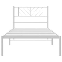 Berkfield Home Metal Bed Frame with Headboard White 75x190 cm Small Single - thumbnail 5