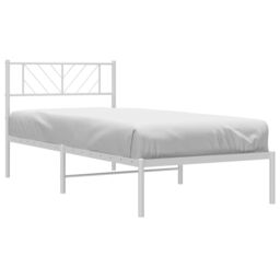 Berkfield Home Metal Bed Frame with Headboard White 75x190 cm Small Single - thumbnail 3