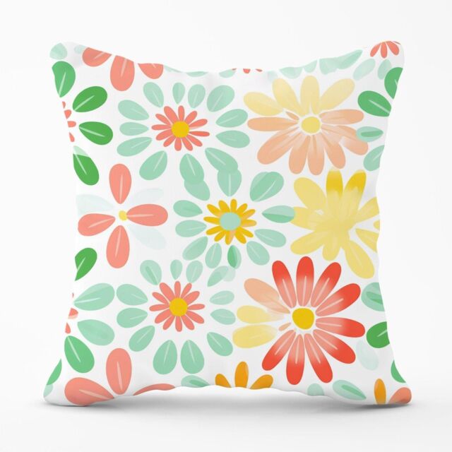 Warren Reed - Designer Green & Yellow Flowers Outdoor Cushion - Size: 60 cm x 60 cm - image 1