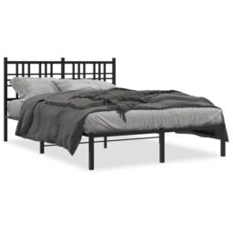 Berkfield Home Metal Bed Frame without Mattress with Headboard Black 120x190cm - Size: 120x190 cm - thumbnail 2