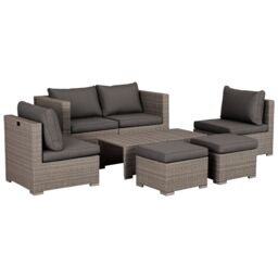 OUTSUNNY 8pc Outdoor Patio Furniture Set Weather Wicker Rattan Sofa Chair in Grey - thumbnail 2