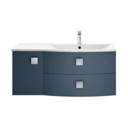 Balterley Gentleshaw 1 Door 2 Drawer Right-Hand Vanity Basin Unit, 1000mm in Blue - thumbnail 1