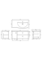 Balterley Gentleshaw 1 Door 2 Drawer Right-Hand Vanity Basin Unit, 1000mm in Blue - thumbnail 2