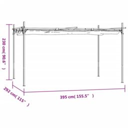 Berkfield Home Pergola with Retractable Roof Anthracite 395x292x230 cm in Black - Size: 395 x 292 x 230 cm - thumbnail 6