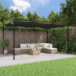 Berkfield Home Pergola with Retractable Roof Anthracite 395x292x230 cm in Black - Size: 395 x 292 x 230 cm - thumbnail 1