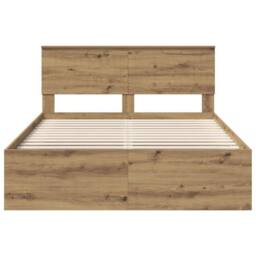Berkfield Home Bed Frame Artisian Oak 140 x 190 cm Solid Pine Wood in Brown - thumbnail 7