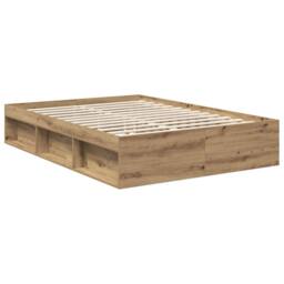Berkfield Home Bed Frame Artisian Oak 140 x 190 cm Solid Pine Wood in Brown - thumbnail 5