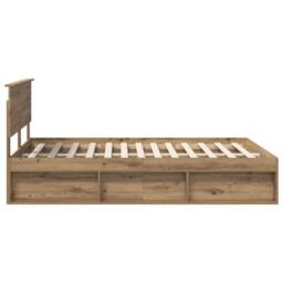 Berkfield Home Bed Frame Artisian Oak 140 x 190 cm Solid Pine Wood in Brown - thumbnail 8