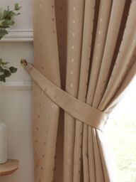 Luxury Living Adi Lined Ring Top Eyelet Curtains in Beige - Size: 168 cm width x 183 cm drop - thumbnail 3