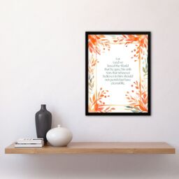 "Artery8 Wall Art Print John 3:16 God So Loved the World Quote Bible Verse Orange Framed Art - Size: W12"" x H16""" - thumbnail 4
