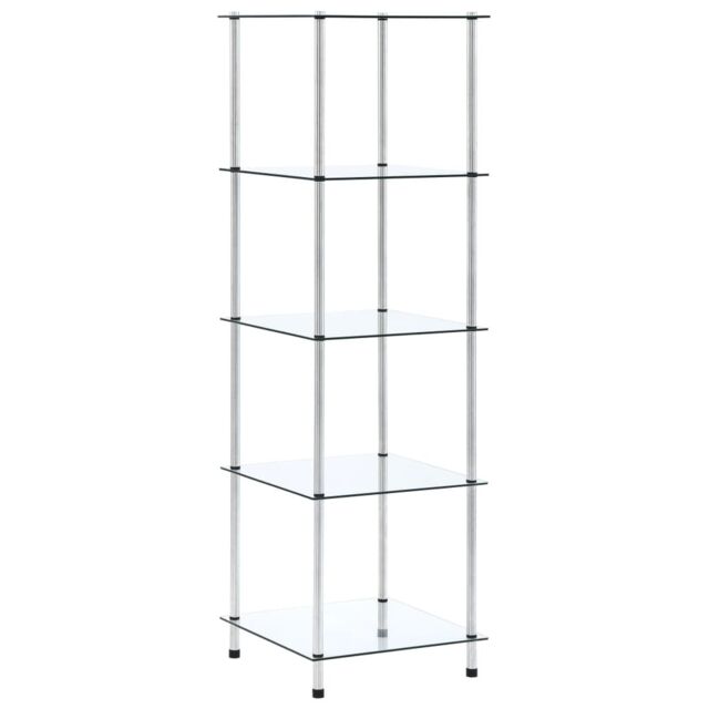 Berkfield Home 5-Tier Shelf Transparent 40x40x130 cm Tempered Glass in Clear - Size: 40 x 40 x 130 cm - image 1