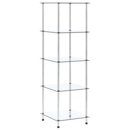 Berkfield Home 5-Tier Shelf Transparent 40x40x130 cm Tempered Glass in Clear - Size: 40 x 40 x 130 cm