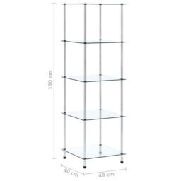 Berkfield Home 5-Tier Shelf Transparent 40x40x130 cm Tempered Glass in Clear - Size: 40 x 40 x 130 cm - thumbnail 5