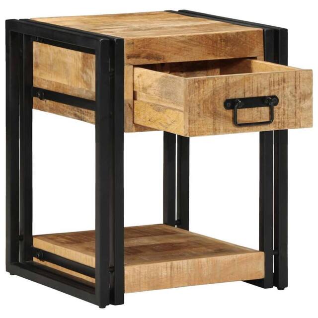 Berkfield Home Bedside Cabinet 40x40x50 cm Solid Rough Wood Mango in Brown - Size: 40 x 40 x 50 cm