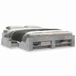 Berkfield Home Durable Bed Frame without Mattress Concrete Grey 160x200cm Engine - Size: 160x200 cm - thumbnail 4