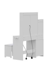 Living and Home Dressing Table and Stool Set with LED Mirror and Built-in Electrical Outlet in White - thumbnail 7