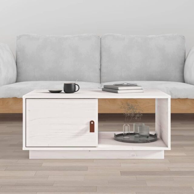 Coffee Table White 80x50x35.5 cm Solid Wood Pine - image 1