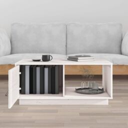 Berkfield Home Coffee Table White 80x50x35.5 cm Solid Wood Pine - thumbnail 3