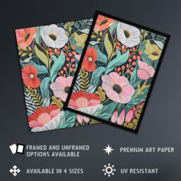 "Artery8 Colourful Wildflower Garden Floral Painting Wall Art Print - Size: W12"" x H16""" - thumbnail 2