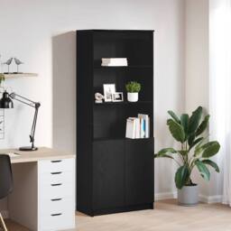 Berkfield Home Highboard Black Oak 70x35x180 cm Engineered Wood - Size: 70 x 35 x 180 cm - thumbnail 2