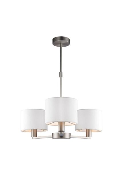 Netlighting Daley 3 Light Multi Arm Ceiling Pendant Matt Nickel Vintage White Silk Effect E14 - image 1