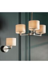 Netlighting Daley 3 Light Multi Arm Ceiling Pendant Matt Nickel Vintage White Silk Effect E14 - thumbnail 2