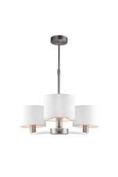 Netlighting Daley 3 Light Multi Arm Ceiling Pendant Matt Nickel Vintage White Silk Effect E14 - thumbnail 1